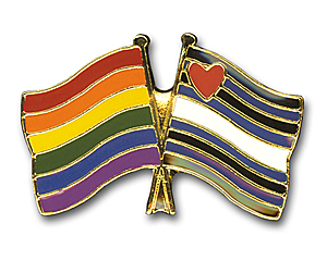 Pin: Doppelflagge Rainbow + Leather Pride 22mm